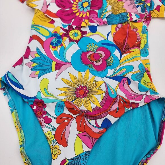 Trina Turk Fontaine Off-Shoulder One-Piece Swimsuit Size 10 NEW MSRP $162 - Picture 2 of 8